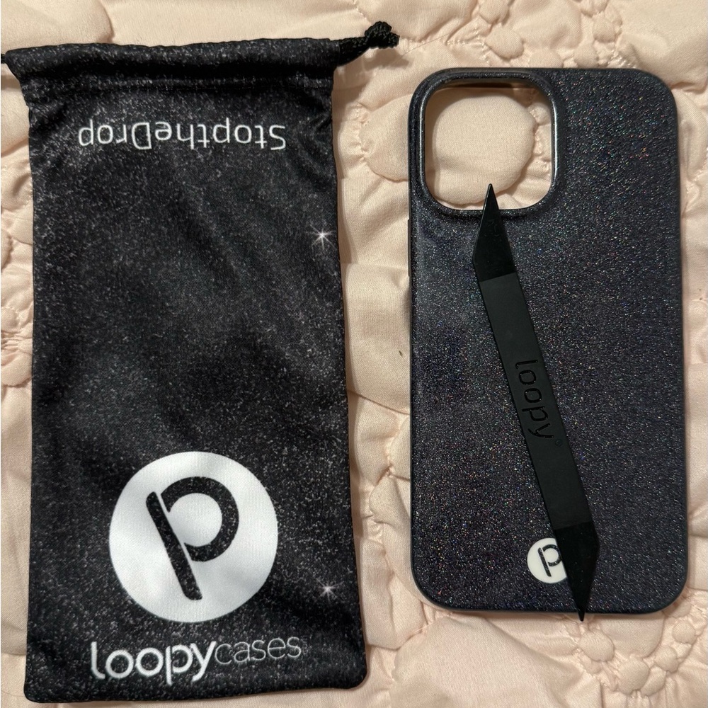 Black Sparkle Loopy Case Black Glitter Phone Case